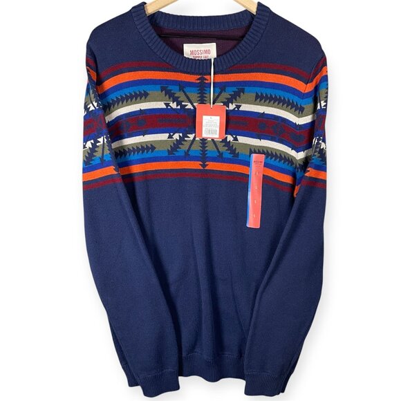 Mossimo Supply Co. Other - Mossimo Blue Aztec Print Pullover Long Sleeve Sweater Mens Size L Cotton Knit